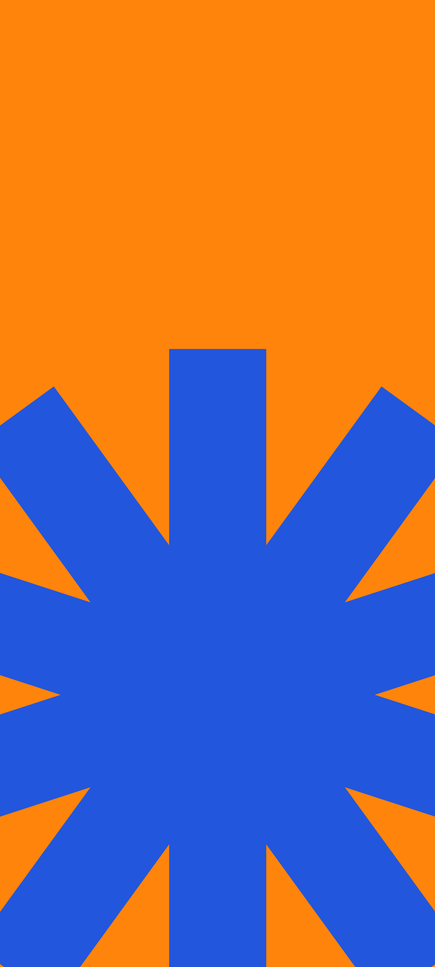 A mobile wallpaper of a blue tohuwhetū on an orange background.