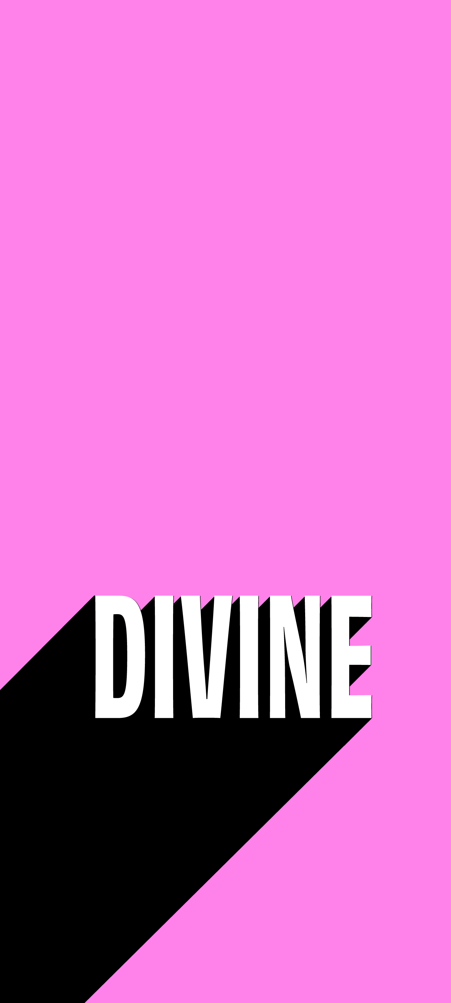 A mobile wallpaper featuring the word "DIVINE" in bold white letters with a black shadow, set against a vibrant pink background.