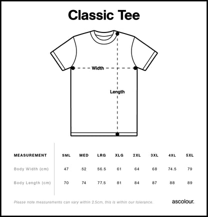 AS Colour Class Tee Size Guide