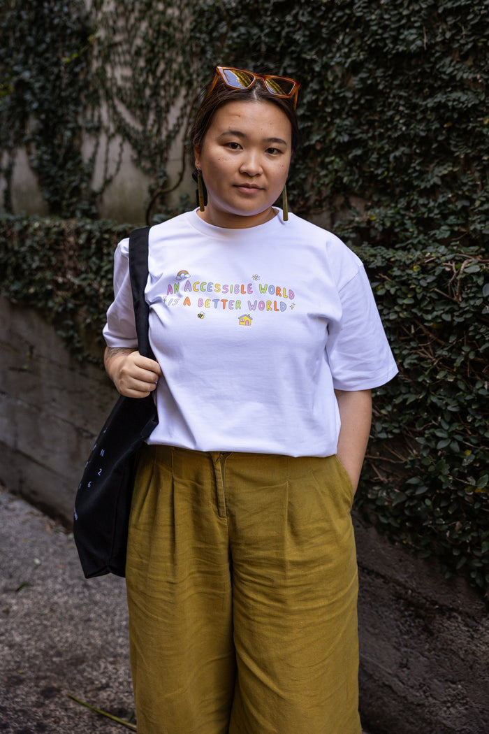'An accessible world is a better world' Tee by Ruby Jones