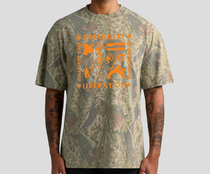 'Disability Liberation' Camo Tee by Milly Hampton