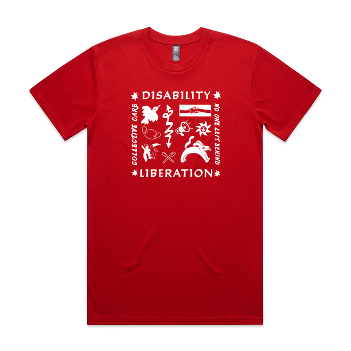 'Disability Liberation' Red Tee by Milly Hampton